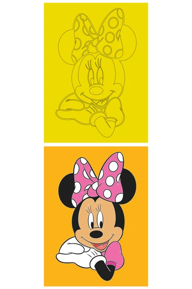 Disney Minnie Mouse, 5 Adet Büyük Boy A4, Kız Çocuk Kum Boyama Kartı Seti-Red Castle KB-D-051 - 5