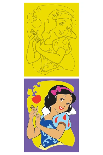 Disney Prenses, 5 Adet Büyük Boy A4, Kız Çocuk Kum Boyama Kartı Seti-Red Castle KB-D-054 - 5