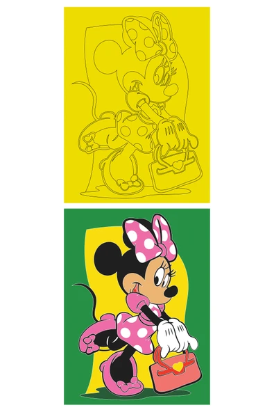 Disney Minnie Mouse, 5 Adet Büyük Boy A4, Kız Çocuk Kum Boyama Kartı Seti-Red Castle KB-D-051 - 2