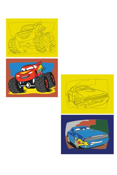 Disney Cars, 10 Adet Büyük Boy A4, Erkek Çocuk Kum Boyama Kartı Seti-Red Castle KB-D-102 - Resim 5