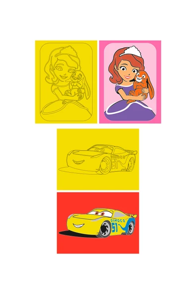 Disney Karma, 10 Adet Büyük Boy A4, Kız-Erkek Çocuk Kum Boyama Kartı Seti-Red Castle KB-D-101 - 6