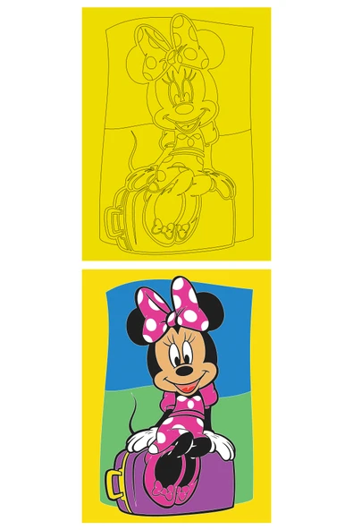 Disney Minnie Mouse, 5 Adet Büyük Boy A4, Kız Çocuk Kum Boyama Kartı Seti-Red Castle KB-D-051 - 3