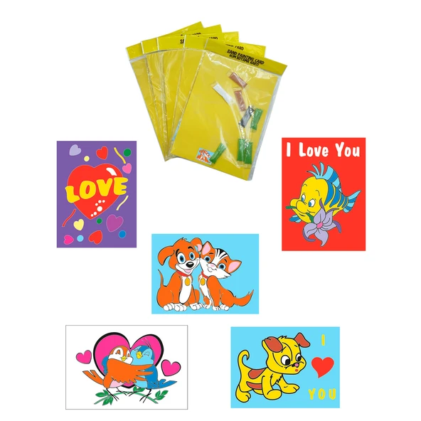 I Love You, 5 Adet Büyük Boy A4, Kız-Erkek Kum Boyama Kartı Seti-Red Castle KB-RC-051