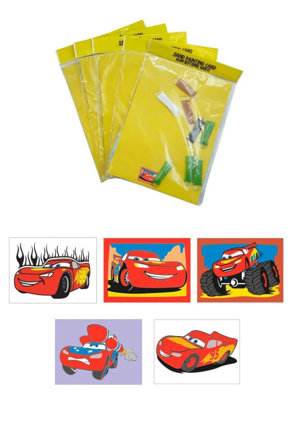 Disney Frozen&Cars, 10 Adet Büyük Boy A4, Kız-Erkek Çocuk Kum Boyama Kartı Seti-Red Castle KB-D-103 - 2