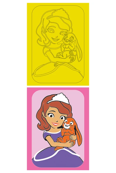 Disney Prenses, 5 Adet Büyük Boy A4, Kız Çocuk Kum Boyama Kartı Seti-Red Castle KB-D-054 - 6