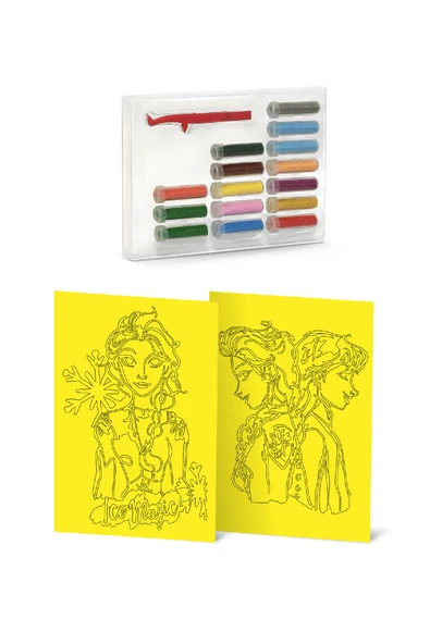 Eğitici Ve Eğlenceli Disney Frozen Elsa&Anna 2in1 Kum Boyama Etkinlik Seti-Red Castle Ds-39 - 2