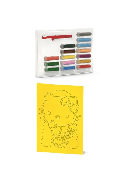 Eğitici ve Eğlenceli Hello Kitty Tatlı Kiraz Tekli Kum Boyama Seti-Red Castle SS-03 - 2