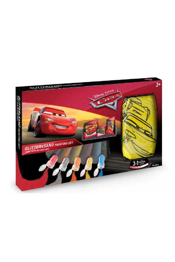 Disney Cars 3in1 Karton Stantlı Kum Boyama Aktivite Seti-Red Castle TS-02