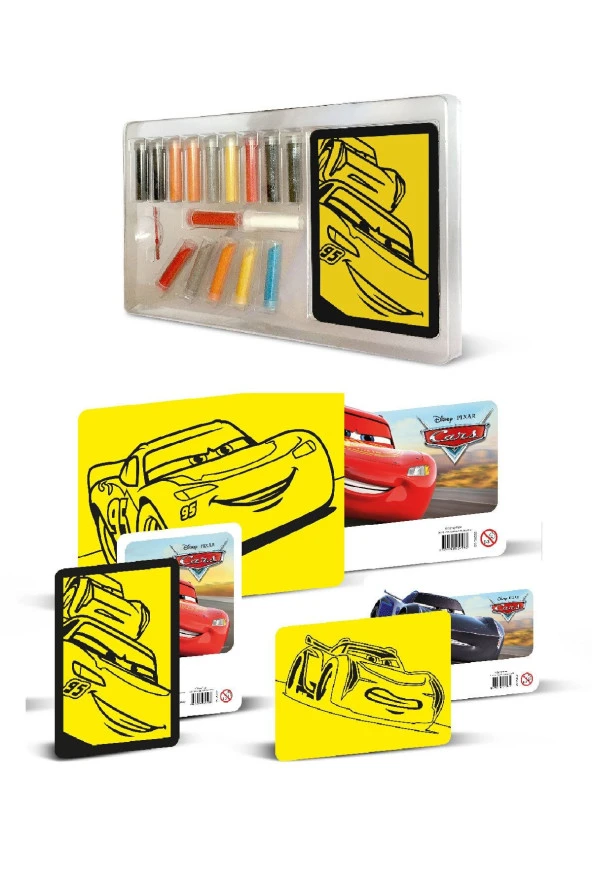 Disney Cars 3in1 Karton Stantlı Kum Boyama Aktivite Seti-Red Castle TS-02 - 2