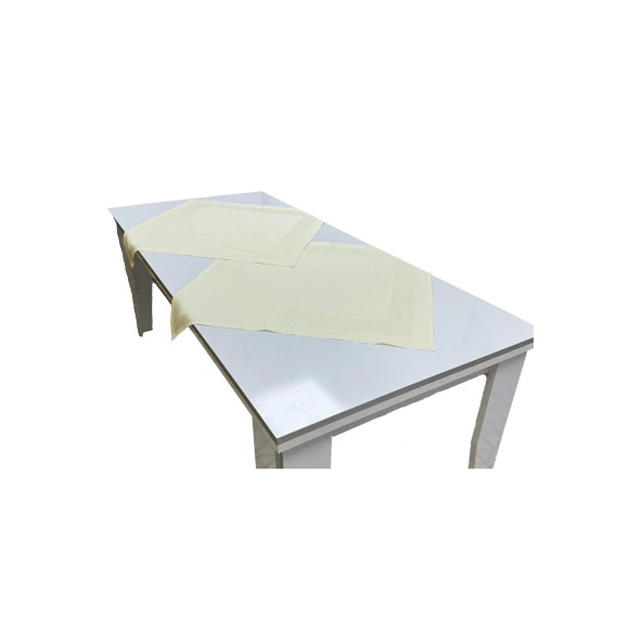 2 Adet Krem 80cmx80cm Çift Kat Pamuklu Atlas Kenarlı Masa Örtüsü - 3