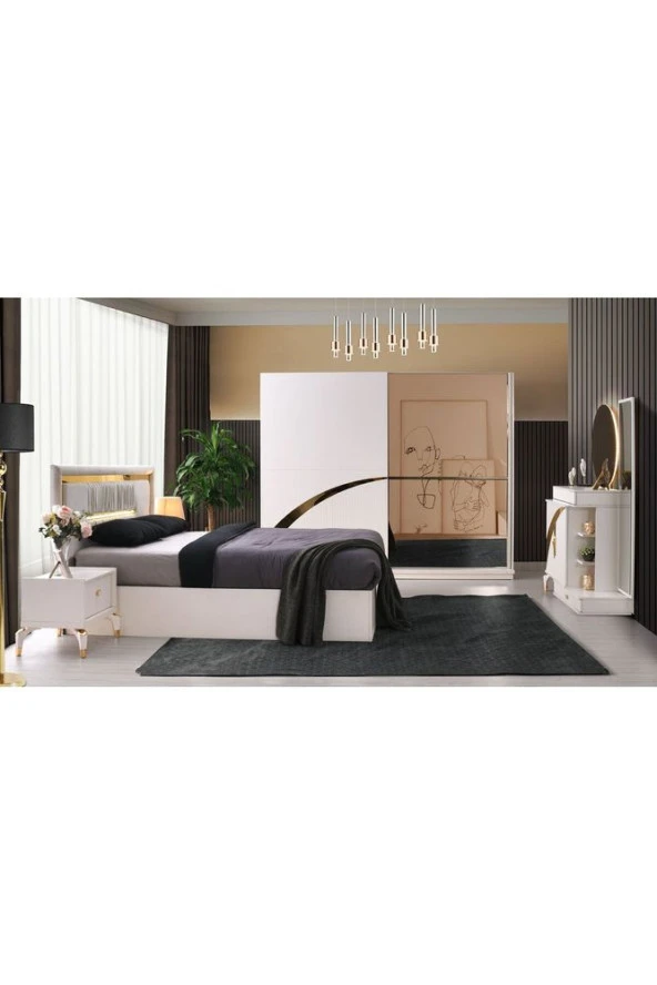 Üsküp Yatak Odası-mdf-aytaşı-sürgülü Ve Aynalı-bazasız Traversli-ücretsiz Nakliye Ve Montaj