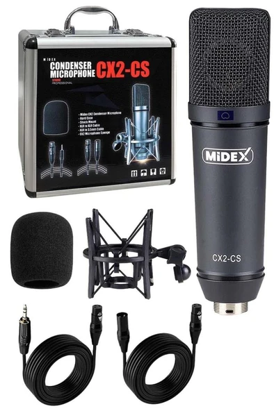 Midex CX2 Yüksek kaliteli Condenser Stüdyo Ses Kayıt Mikrofon Seti Geniş Diyafram - Resim 2