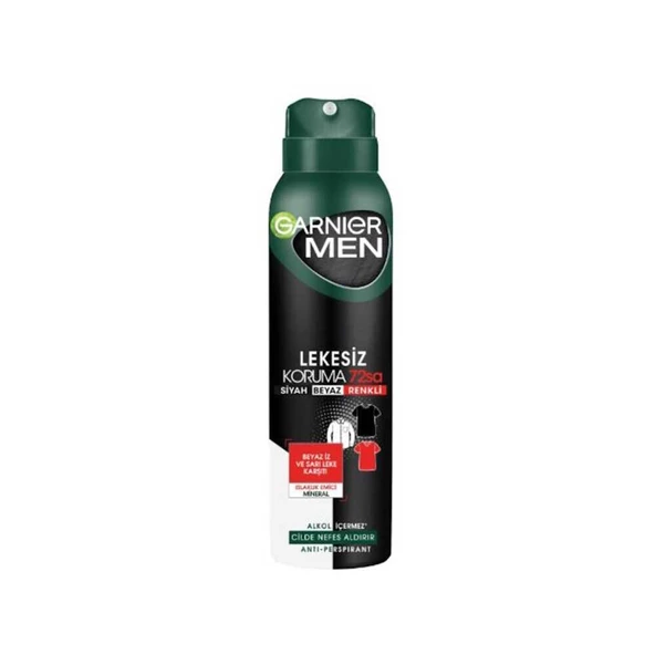 Garnier Men Lekesiz Koruma 72sa Siyah Beyaz Renkli Lekesiz Koruma Deodorant 150ml