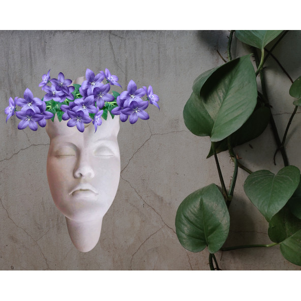 Mitolojik Esinti Medusa Duvar Bahçesi 20x8 cm Beyaz - 2