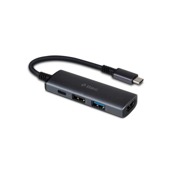 Ttec 4in1 100W Type C Çoğaltıcı Çevirici HUB, 2x USB, 1x PD Type C ve 1x 4K HDMİ Girişli Çoğaltıcı Adaptör