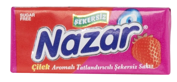 Nazar 5'li Çilek Aromalı Sakız 20 Adet - 3
