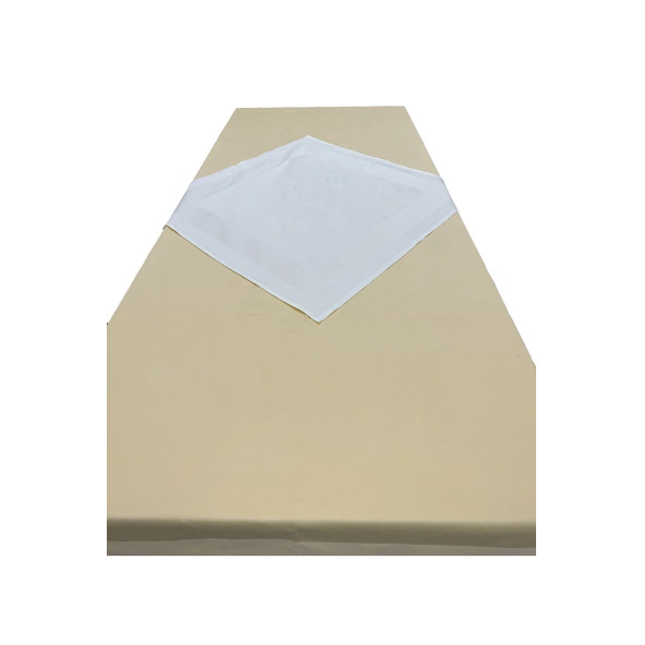 Krem 80cmx80cm ve Sarı 140cmx240cm Çift Kat Pamuklu Atlas Kenarlı Masa Örtüsü 2 li Set - 2