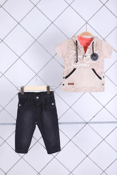 Babyhola 6-24 Ay Keten Gömlek Tişört Pantolon Erkek Bebek Çocuk Bayramlık 3'lü Takım Elbise 1130 - Resim 5