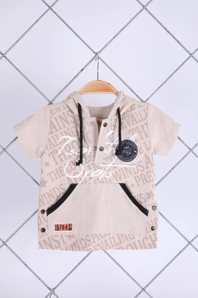 Babyhola 6-24 Ay Keten Gömlek Tişört Pantolon Erkek Bebek Çocuk Bayramlık 3'lü Takım Elbise 1130 - Resim 2