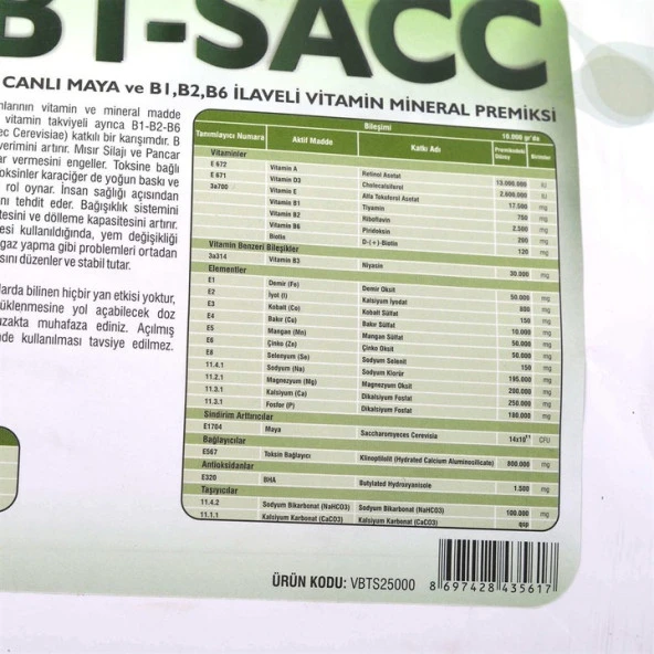Vetasupra Bt-Sacc Canlı Maya Alaşımlı Vitamin-Mineral İçerikli Hayvan Yem Katkı - 7