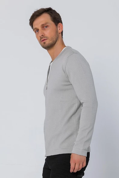 Erkek Regular Fit Rahat Sade Önü Fermuarlı Hırka - 12