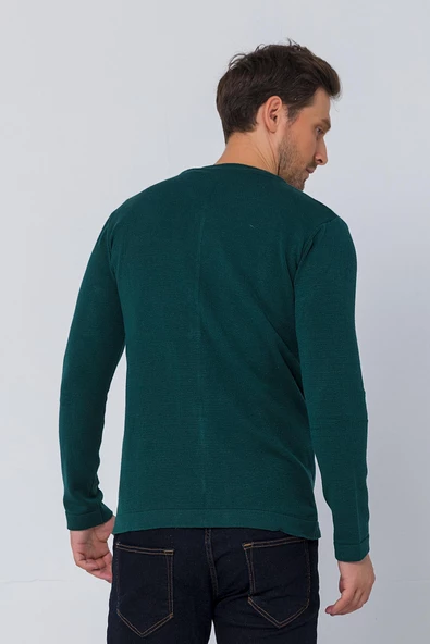 Erkek Regular Fit Rahat Sade Önü Fermuarlı Hırka - 10