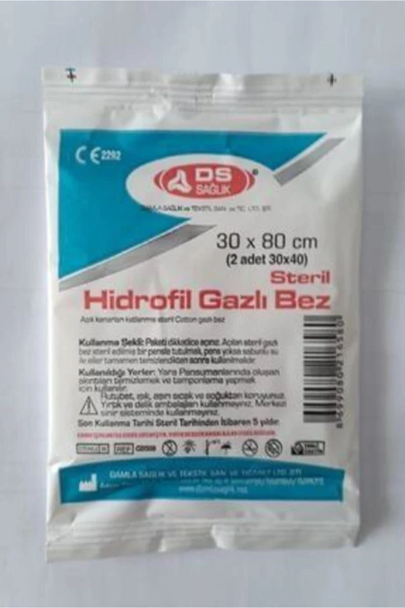 Steril Hidrofil Gazlı Bez 30x80cm (2 Adet 30x40) ( 10'luk Paket Fiyatıdır )