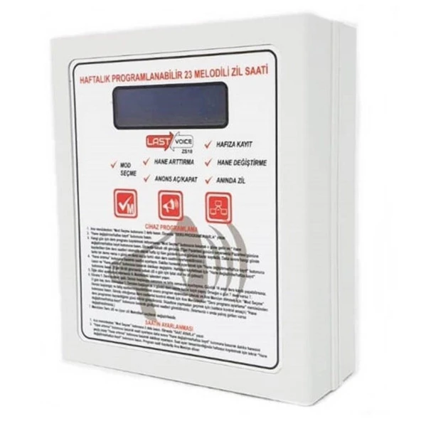Lastvoice Zs-10 Programlanabilir Okul Zil Saati 23 Melodi - 2