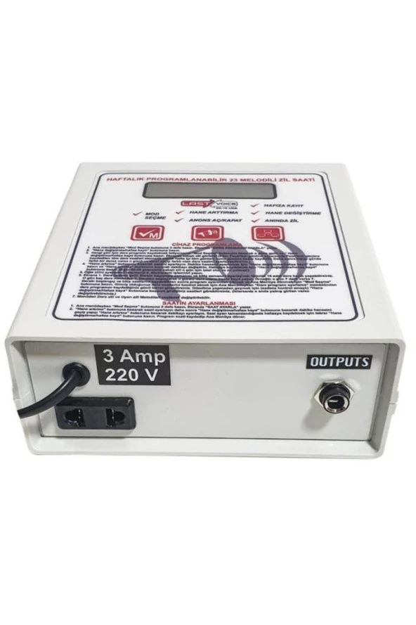 Lastvoice Zs-10 Programlanabilir Okul Zil Saati 23 Melodi - 3