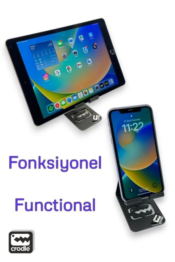 Tüm Cihazlara Uyumlu Universal Portatif Metal Masaüstü Telefon Tablet Tutucu - 2