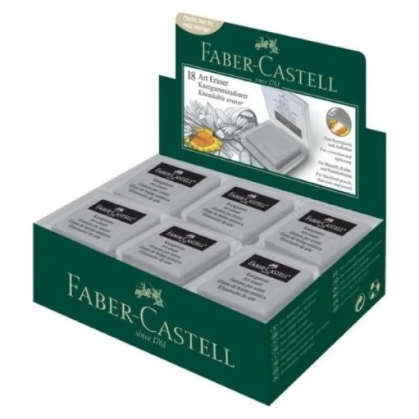 Faber-Castell Plastik Kutulu Gri Hamur Silgi 18li
