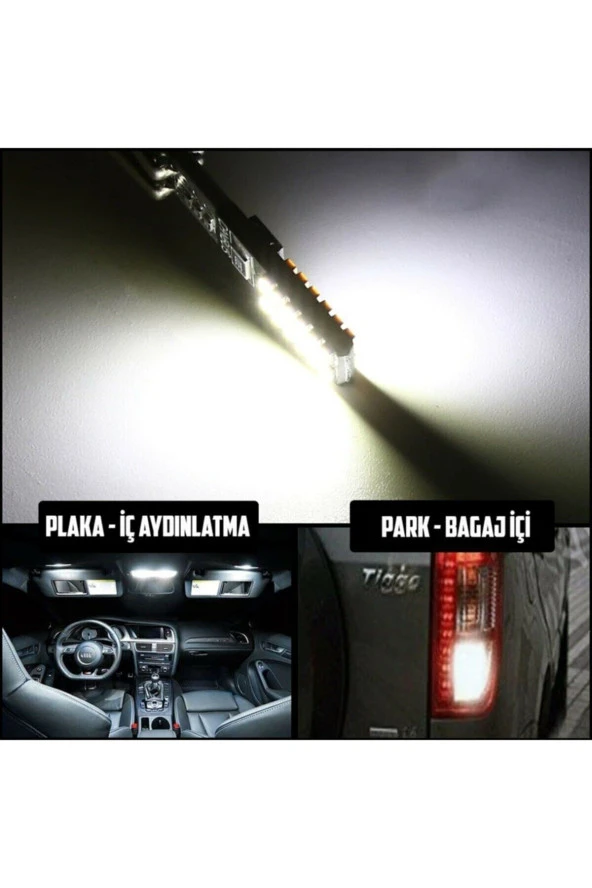 T10 Dipsiz W5w Canbus 24 Ledli Beyaz Park Plaka Ampulü (10 Adet) - 4