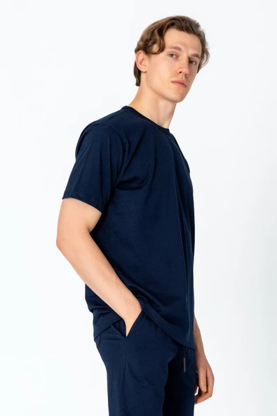 Erkek Fit Kalın Penye Rahat Sade Klasik T-Shirt - 10