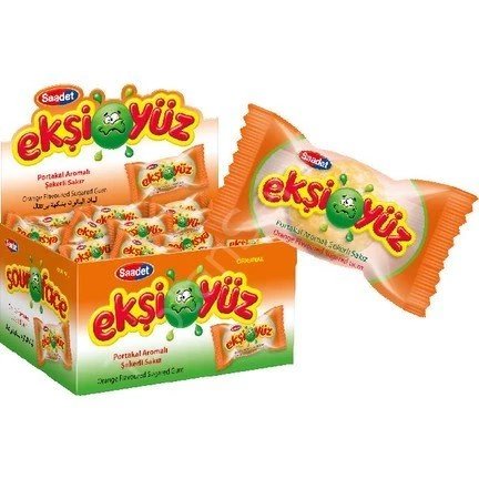 Ekşiyüz Portakal Aromalı Şekerli Sakız 100 adet