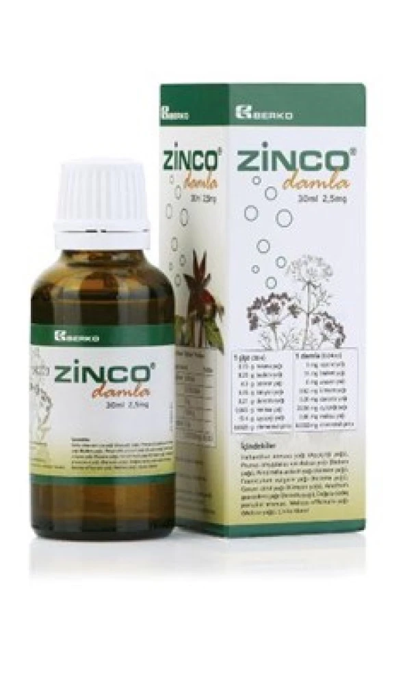 Zinco Bitkisel Yağlar Ve Çinko İçeren Damlalıklı Şişe Takviye Edici Gıda 30ml
