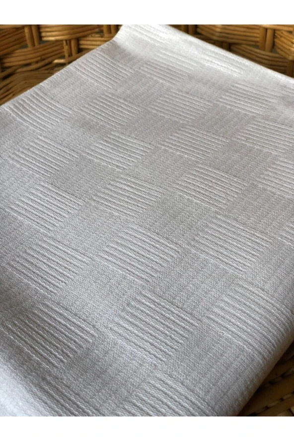 Lotusline Home Dama Desen Pike Tek Kişilik 160x240 Beyaz Yatak Örtüsü - 4