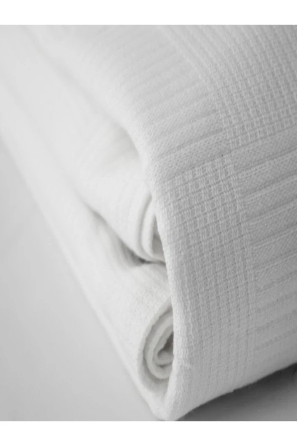 Lotusline Home Dama Desen Pike Tek Kişilik 160x240 Beyaz Yatak Örtüsü - 6