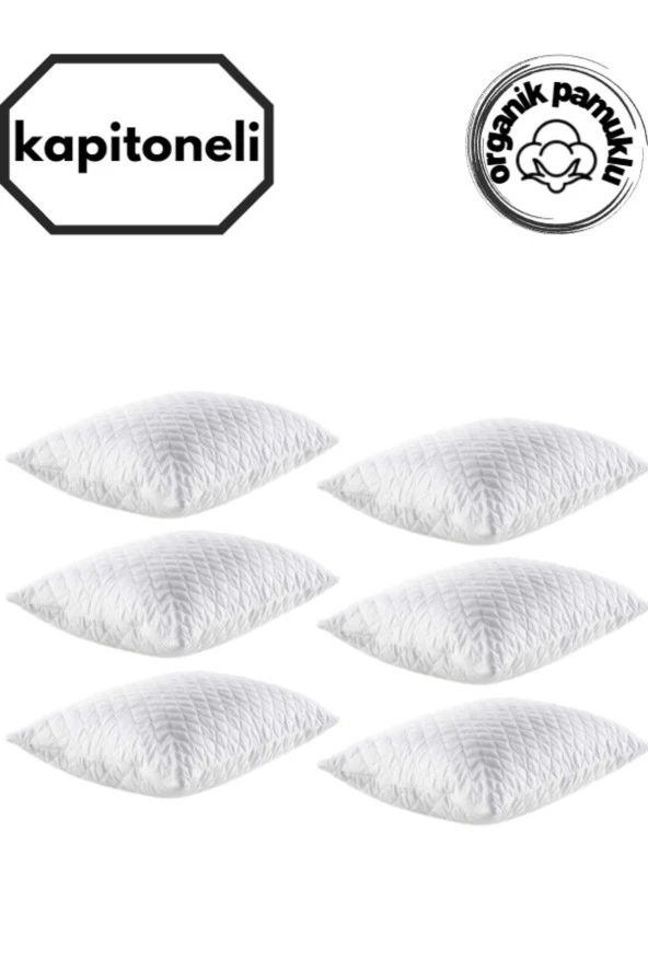 Lotusline Kapitoneli Yastık Alezi Fermuarlı 50*70 6'lı Set Antialerjik Ve Antibakteriyel