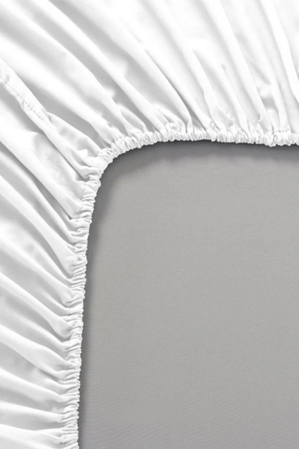 Lotusline Çift Kişilik Lüks 160*200 Kumaş Lastikli Çarşaf Takımı Yastıklı - Beyaz - 3