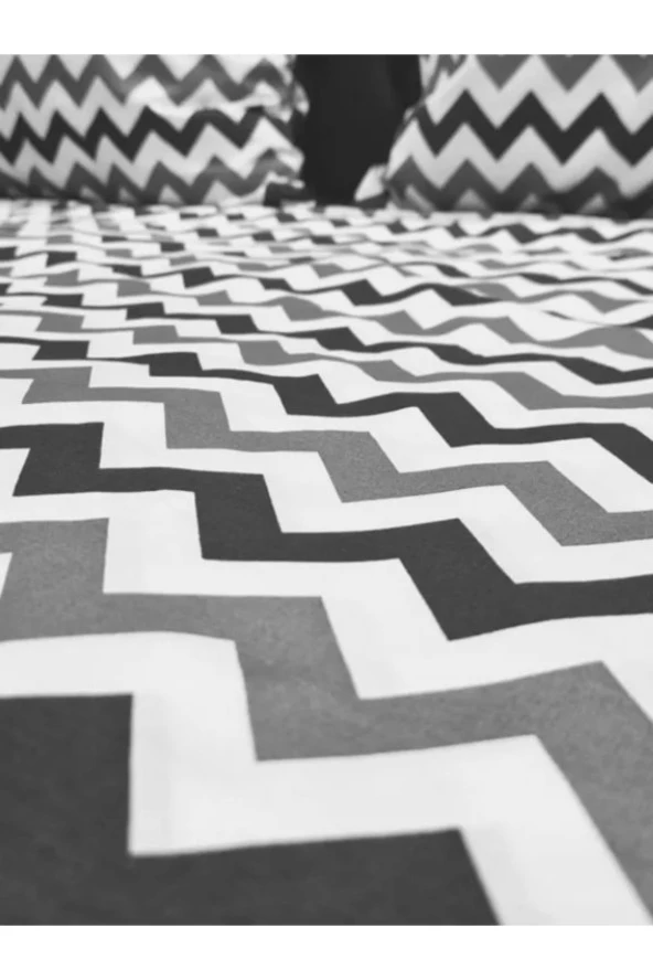 Lotusline Home Zigzag Desen Pamuklu Çift Kişilik Nevresim Takımı - Seti - 2