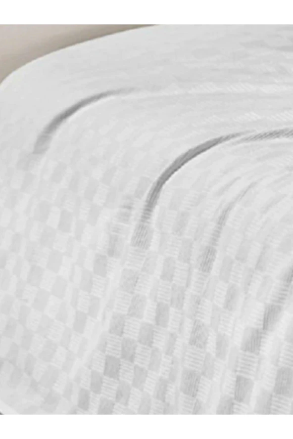 Lotus Home Dama Desen Pike Çift Kişilik 200x240 Beyaz Yatak Örtüsü - 3