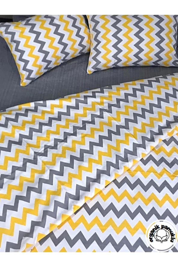 Lotusline Home Zigzag Desen Pamuklu Çift Kişilik Nevresim Takımı - Seti - 2