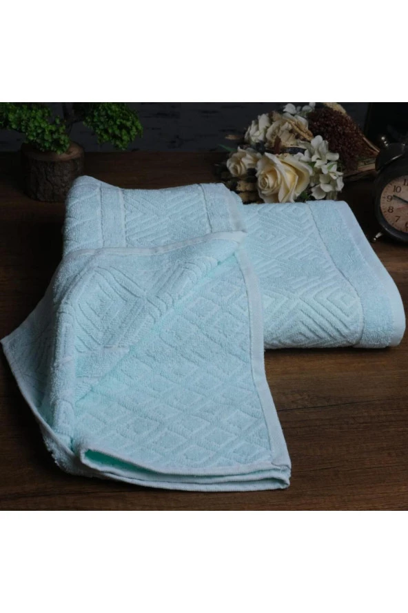 Lotusline | 50x90 + 100x150 Cm | Piramit | %100 Pamuk | 6 renk | 2'li | Banyo Havlusu Seti - 2