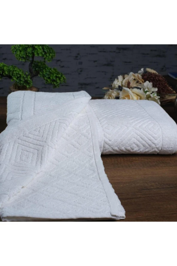 Lotusline | 50x90 + 100x150 Cm | Piramit | %100 Pamuk | 6 renk | 2'li | Banyo Havlusu Seti - 2