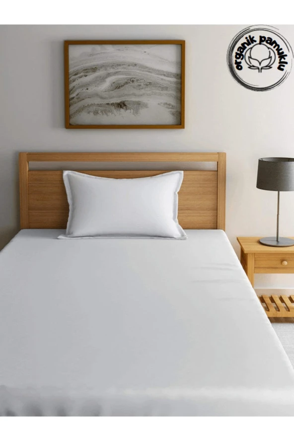 Lotusline Home Lüks Pamuklu Düz Beyaz Çarşaf Tek Kişilik 160*240 - 2