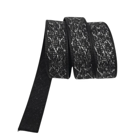 Angel Çanta Aksesuar 3 cm Polyester Kolon Siyah Gümüş Simli 1 Metre ürün görseli