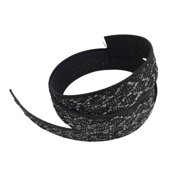Angel Çanta Aksesuar 3 cm Polyester Kolon Siyah Gümüş Simli 1 Metre - Resim 2
