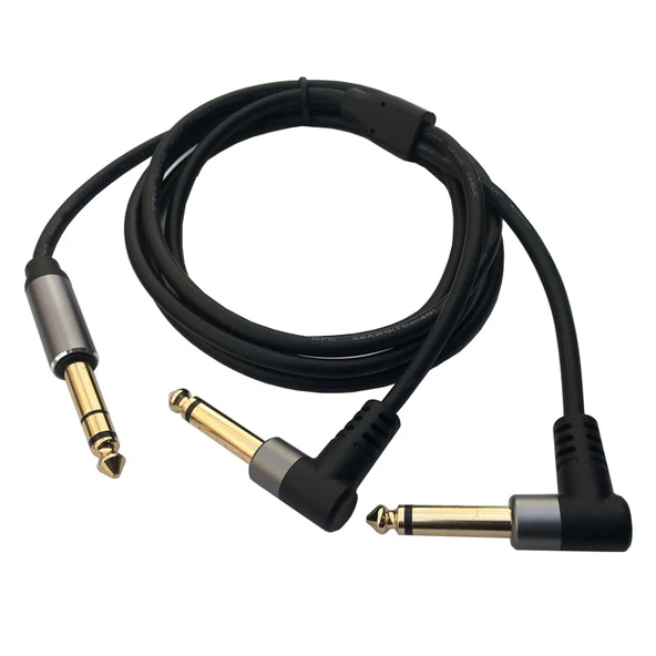 6.3mm stereo erkek  to 2 6.3mm mono 90 derece kablo 1,5m