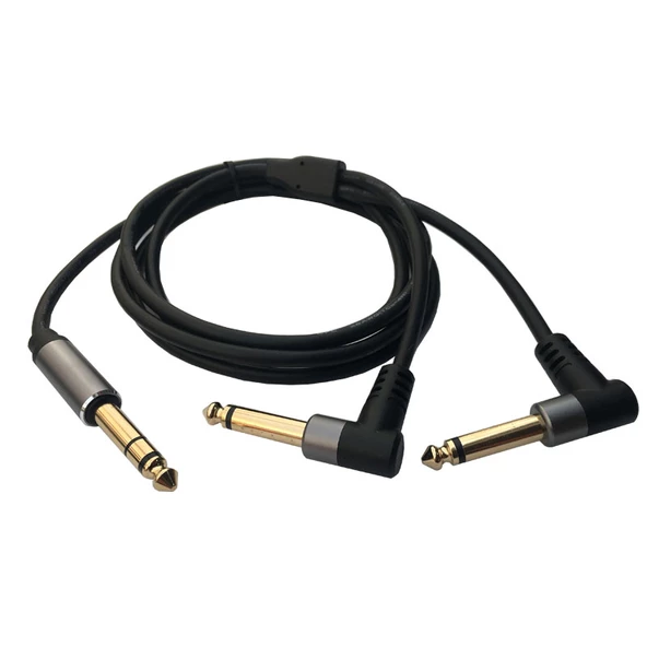 6.3mm stereo erkek  to 2 6.3mm mono 90 derece kablo 1,5m - Resim 2