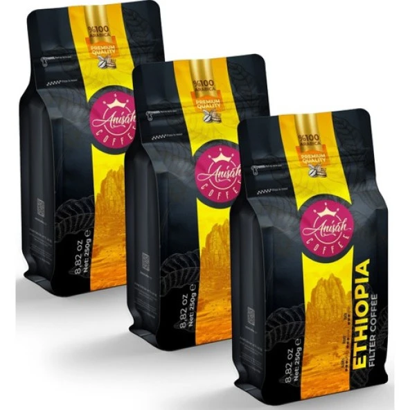 Anisah Coffee Etiyopya Filtre Kahve Çekirdek 3 x 250 gr